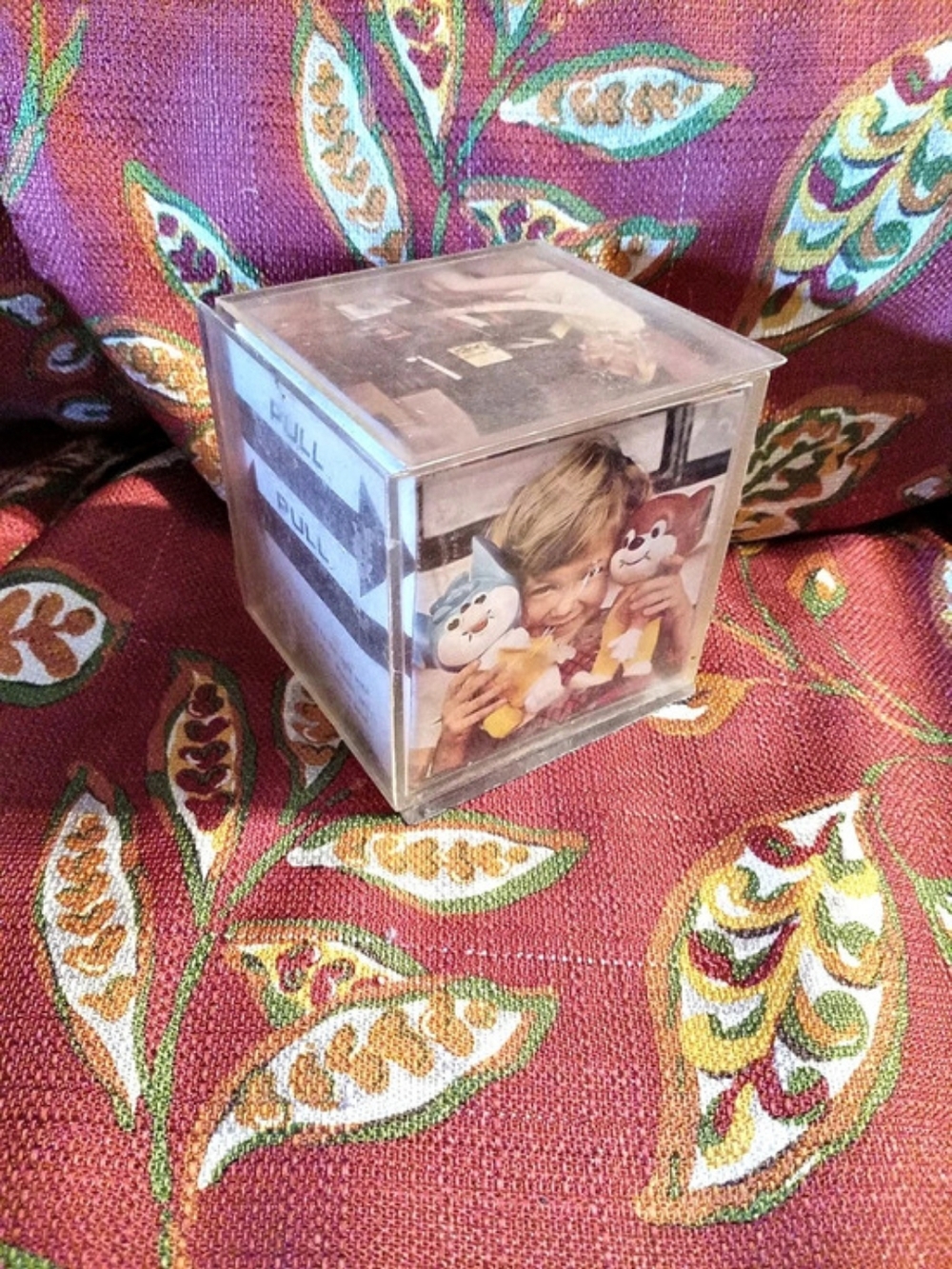 Clear & Brown Photo Cube Decor